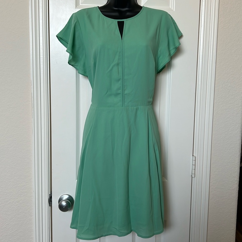 Banana Republic Mint Green Flutter Sleeve A-Line Dress